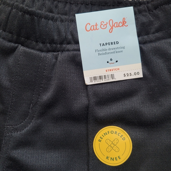 Boys' Pull On Pintuck Stretchy Black Pants - Cat & Jack Elastic Waist - Picture 2 of 6